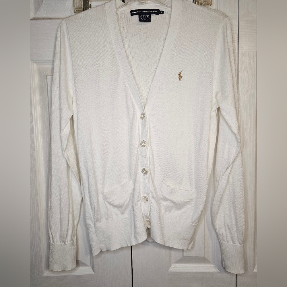 Ralph Lauren Sport Women's light cotton Academia cardigan. preppy, old money - Picture 3 of 16